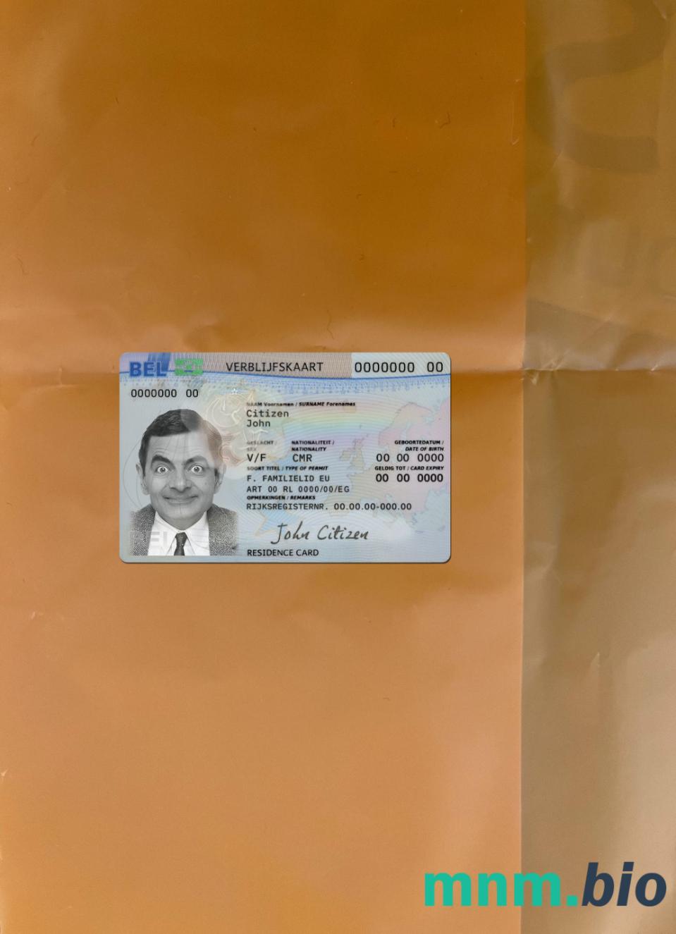 Belgia karta pobytowa zdjęcie wygląd, wygląd skanowania i fotorealistyczny wygląd, 2 w 1